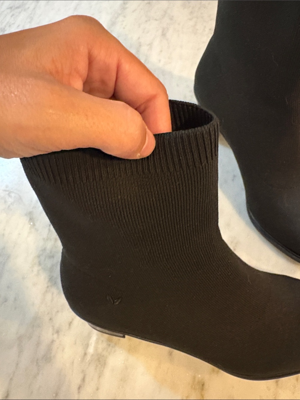Vivaia Black Knit Sock Boot with Block Heel - Picture 4 of 4